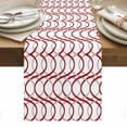 thumbnail image 1 of Red Grey Geometric Table Runner - 60 Inch Long, Kitchen Dining Table Runner Dresser Scarves, Abstract Modern Twisted Lines Art Farmhouse Decor for Coffee Tables Wedding Party Banquet, 1 of 8