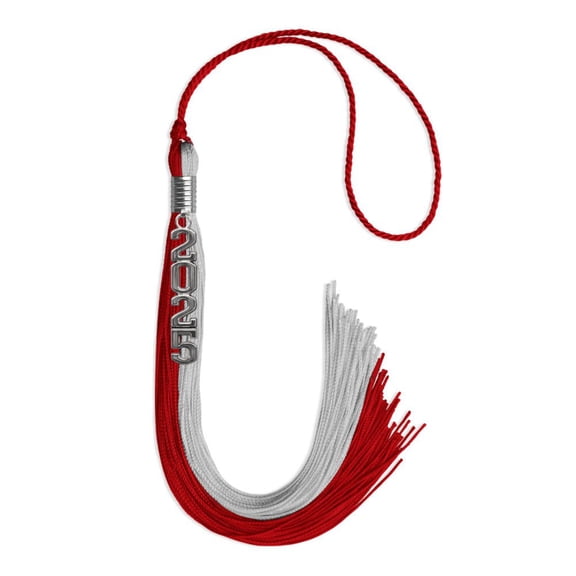 Endea Graduation Red/Grey Graduation Tassel with Silver Stacked Date Drop