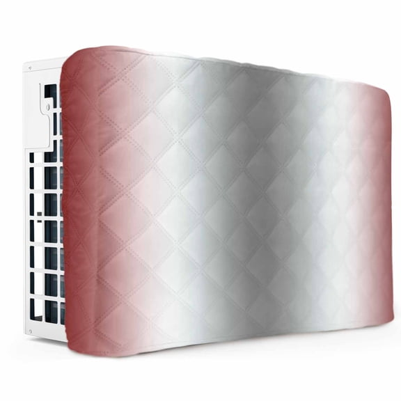 Red Grey Indoor Air Conditioner Cover, Double Insulated AC Covers for Inside, Gray Farmhouse Modern Rustic Waterproof Window Air Conditioner Covers with Elastic Straps 17"Lx13"Wx3.5"D