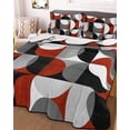 thumbnail image 1 of Red Grey, King Size Down Alternative Comforter, Lightweight Comforter Quilt Bedding Set with Pillow Shams Abstract Retro Middle Century Geometric Art All Seasons Bed Comforter Duvet Insert 96"x106", 1 of 7