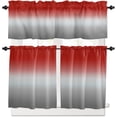 thumbnail image 1 of Red and Grey Kitchen Curtain Valance and Tiers Set Ombre Red Gray Rod Pocket Kitchen Tier & Valance Set 3 Piece Gradient Gradual Color Modern Window Curtain Valance Tier Set for Bedroom 54x24 inch, 1 of 6