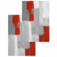 thumbnail image 1 of Red Grey Kitchen Dish Towels for Drying Dishes Set of 2, Abstract Geometric Color Block Oil Painting Waffle Weave Microfiber Hand Tea Bathroom Towels Quick Dry & Absorbent Towel 15.7x23.6, 1 of 7