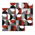 thumbnail image 1 of Red Grey, Kitchen Dish Towels for Drying Dishes Set of 2, Abstract Retro Middle Century Geometric Art Waffle Weave Microfiber Hand Tea Bathroom Towels Quick Dry & Absorbent Towel 12x12, 1 of 7