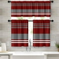 thumbnail image 1 of Red Grey Kitchen Window Curtains and Valances Set, Stripes Geometric Art Rod Pocket Short Tier Curtain, Modern Abstract Small Cafe Drapes for Kitchen Decor, 1 of 6
