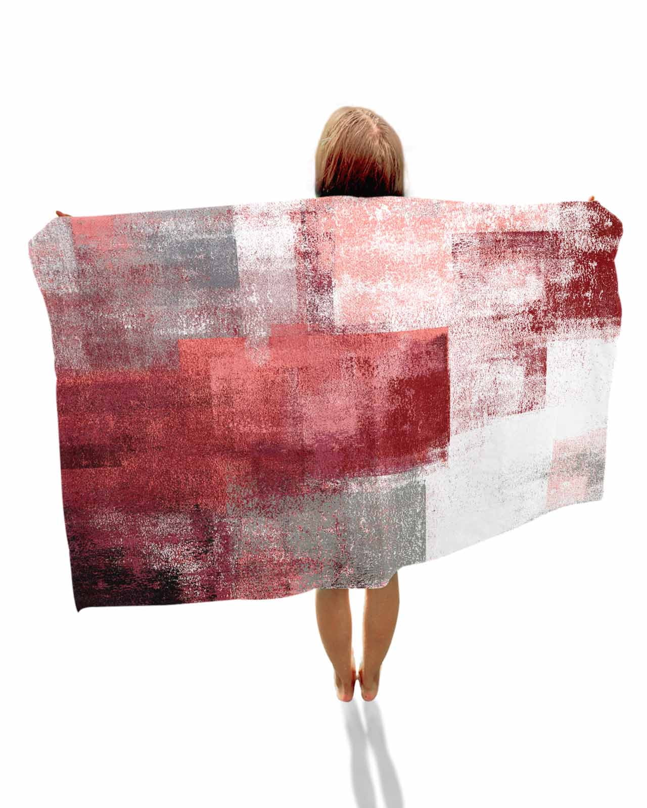 Red Grey Oil Painting Beach Towels Oversized Super Absorbent, Abstract Modern Street Smear Art Lightweight Bath Towel Quick Dry Sets For Bathroom/Pool/Rv Camping/Beach Play/Gym Room/Picnic 23"x47"