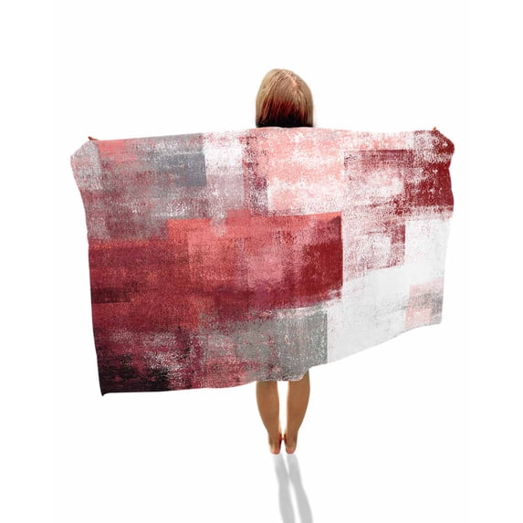 Red Grey Oil Painting Beach Towels Oversized Super Absorbent, Abstract Modern Street Smear Art Lightweight Bath Towel Quick Dry Sets For Bathroom/Pool/Rv Camping/Beach Play/Gym Room/Picnic 23"x47"