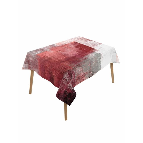 Red Grey Oil Painting Table Cloth, Abstract Modern Street Smear Art Waterproof Tablecloth for Rectangle Tables, Reusable Washable Fabric Table Cover for Restaurant Kitchen Dining Tables 60"x102"