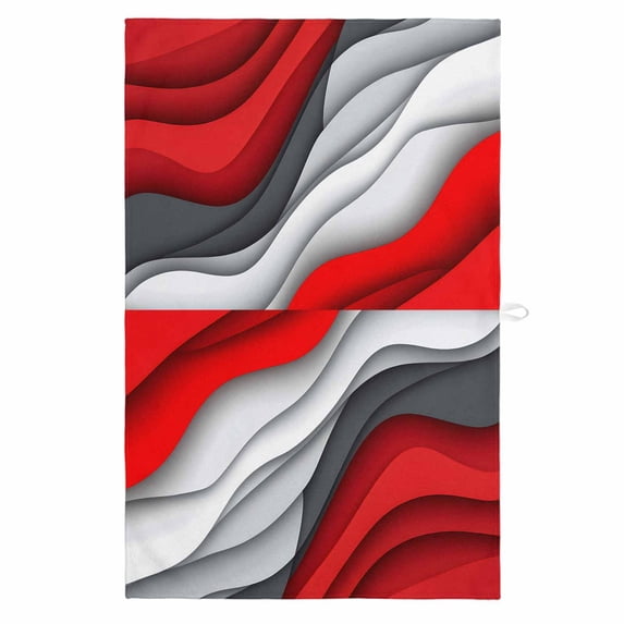 Red Grey Ombre 1 Pack Kitchen Towel, Water Absorbent Dish Towel, Abstract Moire Art Geometric Modern Decorative Hand Towels - Quick Drying Cloth for Cooking Baking, 18x28 Inch