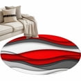 thumbnail image 1 of Red Grey Ombre Large Area Rugs for Bedroom Living Room, Soft Non Slip Carpet Bedside Rug, Abstract Modern Moire Art Geometric Round Floor Cover Kitchen Accent Rug 3.3' for Dining Room/Office, 1 of 9
