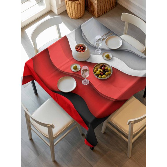 Red Grey Ombre Tablecloth Square Table Cloth 54x54,Waterproof Outdoor Table Cloth Covers Decorative Table Protector ,Modern Abstract Moire Art Geometric Washable Table Cover for Kitchen Dinning Party