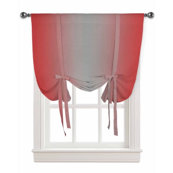Red Grey Ombre Tie Up Curtains for Kitchen Bathroom Bedroom Windows 45 Inch Length, Modern Abstract Gradient Color Art Balloon Drape Curtains Shade Rod Pocket Drapery Curtain Panel, 34"x45"