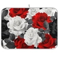 thumbnail image 1 of Red Grey Roses Flowers Dish Drying Mat Dish Drainer Rack Mats Water Absorbent Non-Slip Easy Clean Heat Resistant for Kitchen Counter, 1 of 8