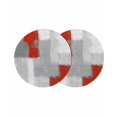 thumbnail image 1 of Red Grey Round 13 Inch Placemats Set of 2, Abstract Geometric Color Block Oil Painting HeatResistant Non Slip Place Mats for Dining Table, Wipeable Braided Kitchen Table Mats for Housewarming, 1 of 9