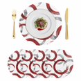 thumbnail image 1 of Red Grey Round 15 Inch Placemats Set of 4, Geometric Circle Modern Abstract Simple Art HeatResistant Non Slip Place Mats for Dining Table, Wipeable Braided Kitchen Table Mats for Housewarming, 1 of 9