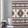 thumbnail image 1 of Red Grey Shower Curtain for Bathroom Decor, Southwestern Native Aztec Ethnic Style Geometric Waterproof Fabric Shower Curtain, 48"x72" Set with 12 Hooks, 1 of 9