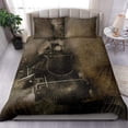 thumbnail image 1 of Red Grey Steam Engine Duvet Cover Locomotive Red Black on Steel Railway Track Travel Adventure Graphic Bedroom ration, 1 of 5