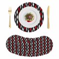 thumbnail image 1 of Red Grey Striped Round 13 Inch Placemats Set of 8, Modern Abstract Geometric Stripes HeatResistant Non Slip Place Mats for Dining Table, Wipeable Braided Kitchen Table Mats for Housewarming, 1 of 9