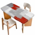 thumbnail image 1 of Red Grey Table Cloths for 3 Foot Rectangle Tables, Abstract Geometric Color Block Oil Painting Patio Waterproof Elastic Fitted Tablecloths, Washable Rectangular Table Cover for Camping, 1 of 8
