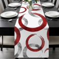 thumbnail image 1 of Red Grey Table Runner 72 Inches Long, Geometric Circle Modern Abstract Simple Art Kitchen Coffee Dining Table Decoration for Home Party Birthday Wedding Home Decor 14x72 Inches, 1 of 8