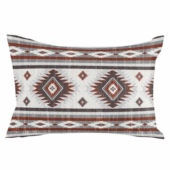 Red Grey Throw Pillow Cover 12 x 20 Inch Decorative Pillow Cover Southwestern Boho Aztec Ethnic Abstract Print Lumbar Pillowcase Seasonal Rectangle Cushion Case for Couch Sofa Bed Living Room
