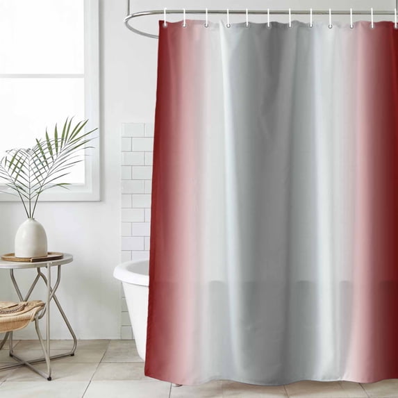 Red Grey Waterproof Fabric Shower Curtain, Gray Farmhouse Modern Rustic Waterproof Fabric Shower Curtain for Bathroom Curtains Bathtubs Hotel Washable Shower Curtains with 12 Hooks Extra Long 72x96