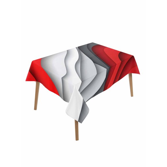 Red Grey Waves Table Cloth 60x102 Inch Rectangle, Abstract Water Ripple Modern Gradient Waterproof Tablecloth Washable Table Cover for Party Picnic Dinner Decor
