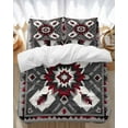 thumbnail image 1 of Red Grey White Bedding Duvet Cover Set Queen Size 4 Pieces Bohemian Ethnic Vintage Texture Bedding Set with Zipper Closure, 1 Comforter Cover 90x92 Inches 1 Flat Sheet & 2 Pillow Cases, 1 of 7