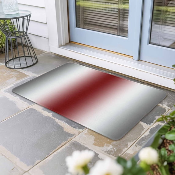 Red Grey White Door Mat Indoor Outdoor, Farmhouse Ombre Color Modern Simple Non Slip Welcome Mat with Rubber Backing, Absorbent Fabric Front Door Mats Entryway Rug for Home Patio Entrance 20"x31.5"