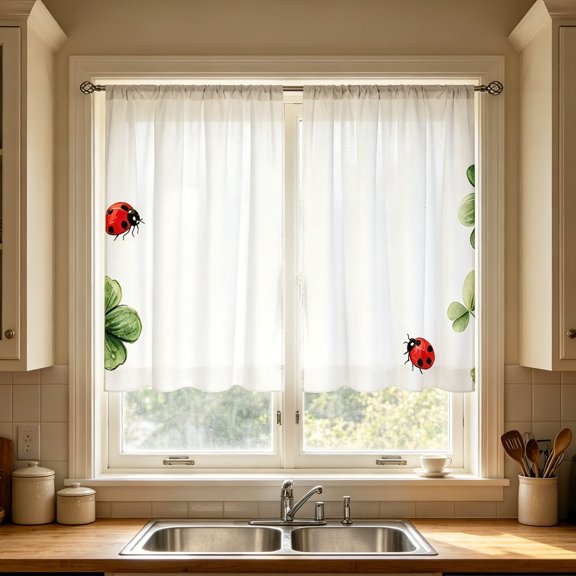 Red Grey White Geometric Abstract Block Kitchen Curtain,Short Panel Window Valance for Sink,Breakfast Nook,Home Decor