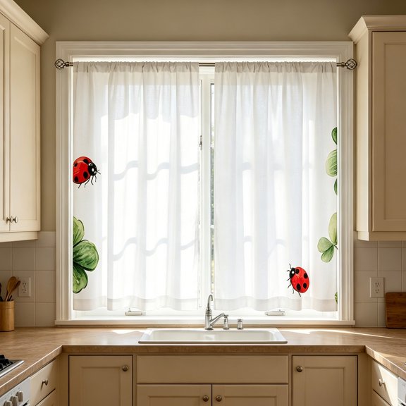 Red Grey White Geometric Abstract Block Kitchen Curtain,Short Panel Window Valance for Sink,Breakfast Nook,Home Decor