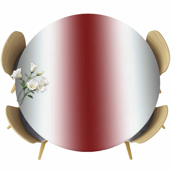 Red Grey White Table Cloth, Round Fitted Tablecloths with Elastic Edge, Farmhouse Ombre Color Modern Simple Wipeable Waterproof Table Cover for Kitchen Wedding 55-60 Inches