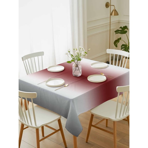 Red Grey White Tablecloth Rectangle Table Cloth 60x84, Waterproof Tablecloth Outdoor Table Cloth, Farmhouse Ombre Color Modern Simple Washable Table Cover for Kitchen Dinning Party