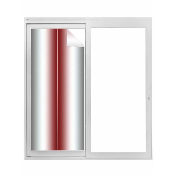 Red Grey White Window Privacy Film, Farmhouse Ombre Color Modern Simple Static Cling UV Sun Blocking Tint Film Heat Control Windows Films for Bedroom Bathroom, Window Stickers 23.6"x59"