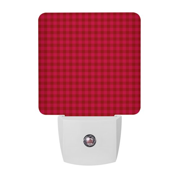 Red Grid LED Night Light, Modern Scarlet Red Gingham Check Square Plaid Night Lights plug into Wall with Smart Sensor Dusk to Dawn Sensor for Nursery Bedroom 2.95x4.5in