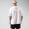 thumbnail image 1 of Red Gym Fitness T-shirt Men Running Sport Loose Shirt Short Sleeve Cotton Tee Tops Summer Male Bodybuilding Training Clothing, 1 of 6