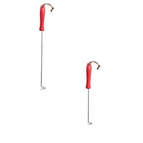 Red HWHCGZ Pigtail Food Flipper 2Pcs, Stainless 12.5 & 17.3 Inch Meat Turner Hook, Pig Tail Flipper Hook With Wooden Handle, Grill Accessories for BBQ Grilling Griddle Kitchen Cooking