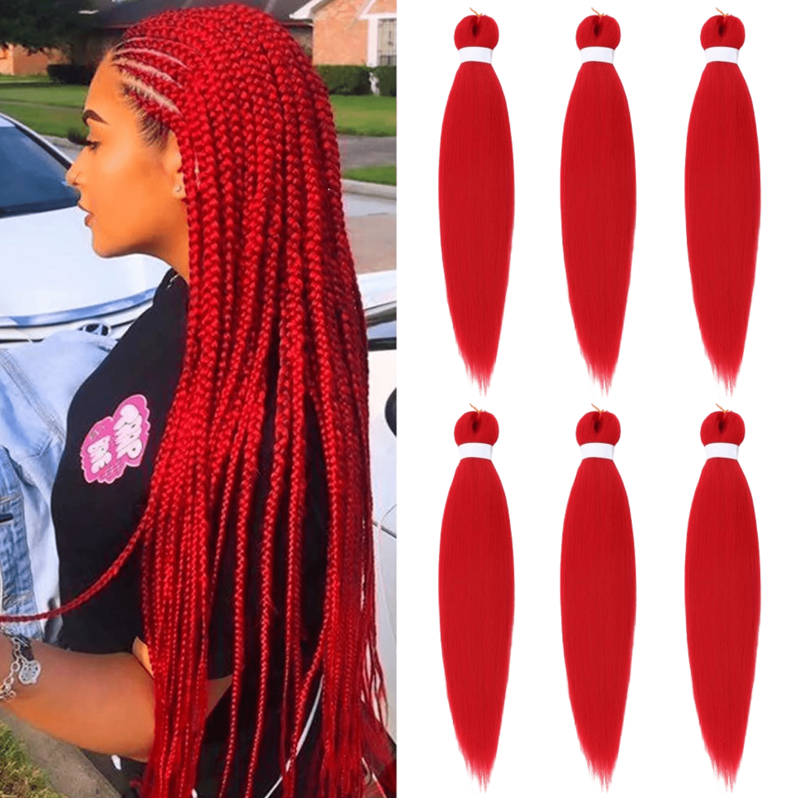 5 bundles of Red Synthetic Hair For Dreads Or Braids 43\
