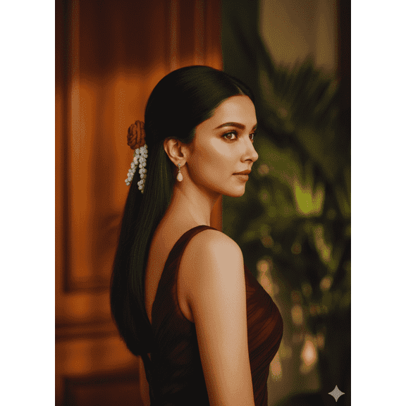 Red Artificial Floral Hair Gajra Bun Pin for Women & Girls | Traditional Wedding Party Festive Hair Accessory