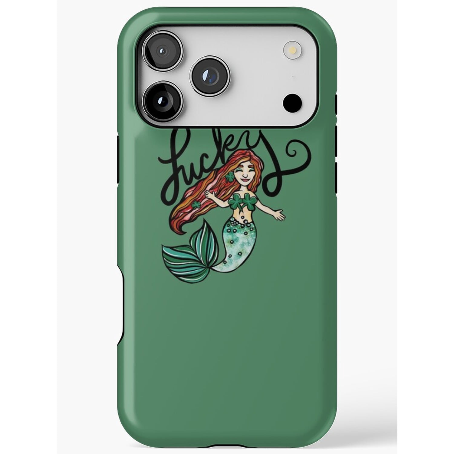Red-Haired Mermaid and Black Script Tough Case for Apple iPhone 13 and ...