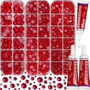 Red Half Pearls with 45ml B7000 Glue for DIY, Crafts, Shoes, Decoration