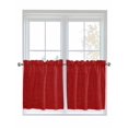 thumbnail image 1 of Red Half Window Curtains 24 Inches Long, Farmhouse Burlap Solid Red Color Modern Linen Texture Window Treatment Curtain Drapes, Short Curtains Tiers for Kitchen Over Sink, 27.5"x24", 2 Panels, 1 of 7