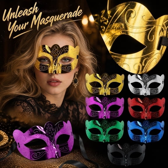 Red Halloween Masquerade Mask for Women and Men, Half Mask for and Party, Eye Mask for Couples As Halloween Gift