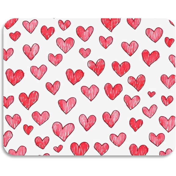 Red Hand Drawn Heart Crayon Microfiber Dish Drying Mat for Kitchen Living Room Counter Absorbent Drainer Mats for Countertops Sinks Drain Racks 18" x 16" Inch