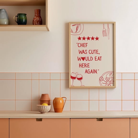 Red Hand Drawn Kitchen Wall Art, Valentines Day Gift, Funky Kitchen Decor, Chef Heart Poster, Cute House Gift,Cooking Gift, Home Decor, 8x12 UNFRAMED
