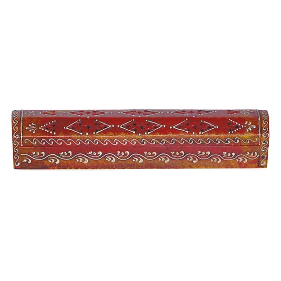 Red Hand Painted Incense Wooden Coffin Box with Storage