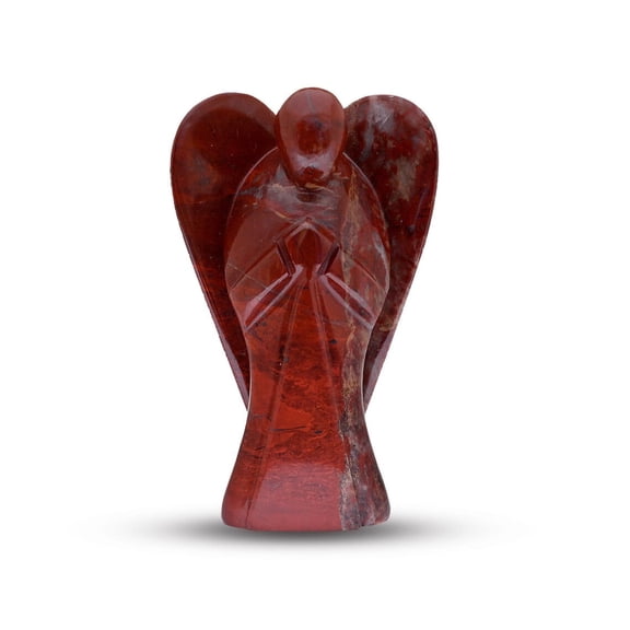 Red Handcrafted Jasper Angel Carved Jasper Figurine, 7 Inch