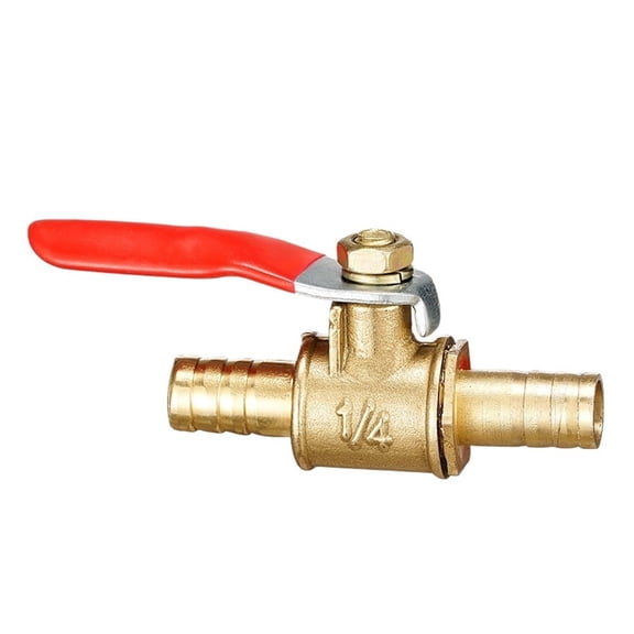 Red Handle Small Ball Valve 6mm 8mm 10mm 12mm Hose Barb Inline Brass Water Oil Air Gas Fuel Line Shutoff Ball Valve Pipe Fittings ,Easy to Operate