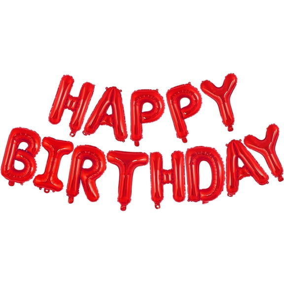 Red Happy Birthday Balloons Banner, Foil Balloon Personalized Name Letters Balloons Sign Birthday Party Decorations for Women Men Boys Girls
