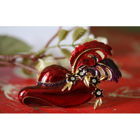 Red Hat Club Lapel Pin, Red Hat Club Post Earrings Fashion Red hat Brooch and Earrings Set