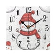 thumbnail image 1 of Red Hat Snowman Wall Clock Decorative Square Silent Non-Ticking Operated Clocks Aesthetic for Bedroom Living Room, 1 of 8